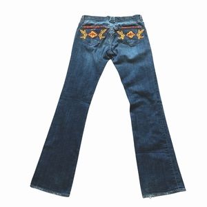 People for Peace embroidered boot cut jeans